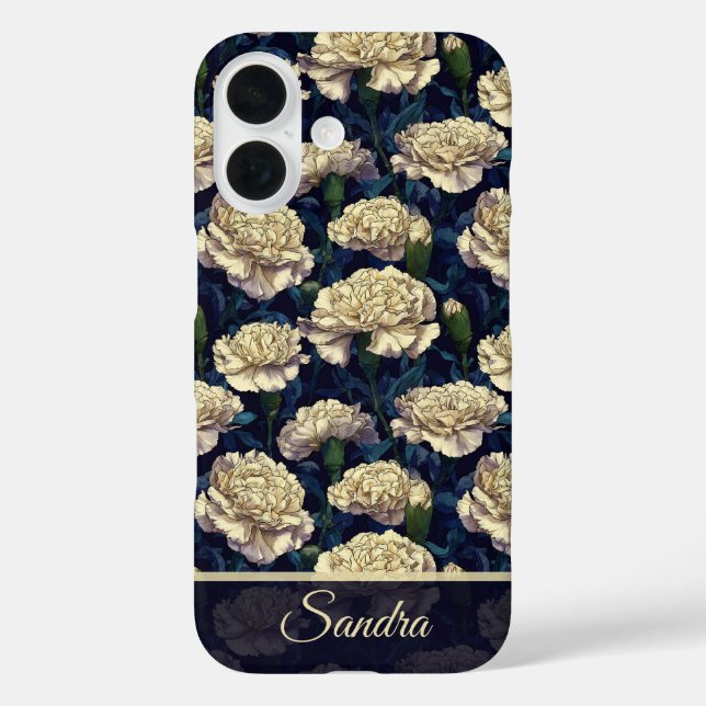 Classic Mothers Day Gift Carnation Custom iPhone 16 Hülle (Rückseite)