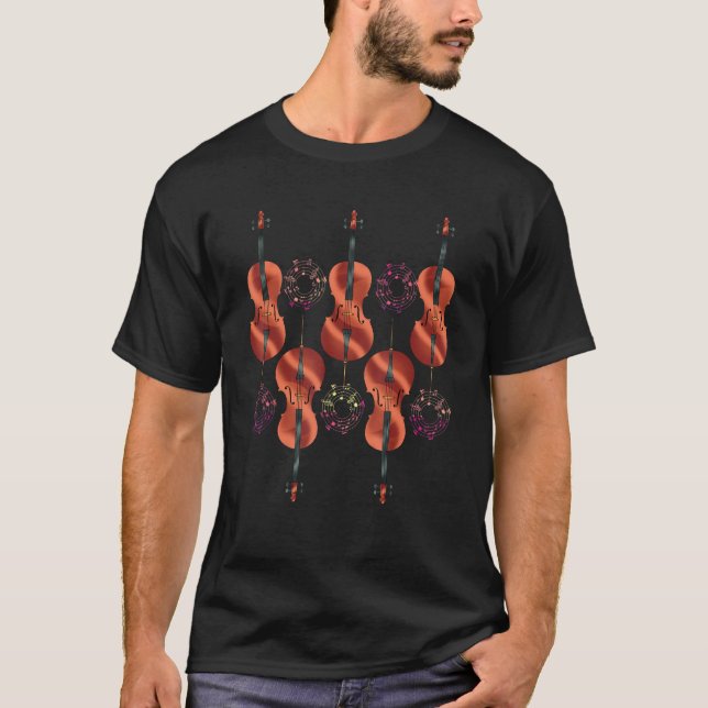 Classic Musiknotens Cellist Musician Cello Playe T-Shirt (Vorderseite)