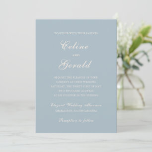 Classic Mute Blue Elegante Wedding Einladung