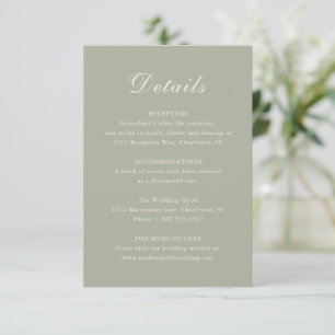 Classic Mute Green Elegant Wedding Begleitkarte