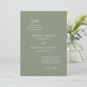 Classic Mute Green Elegant Wedding Einladung