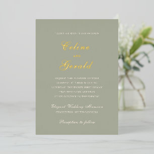 Classic Mute Green Elegant Wedding Folieneinladung