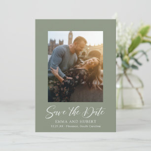 Classic Mute Green Foto Elegante Hochzeit Save The Date