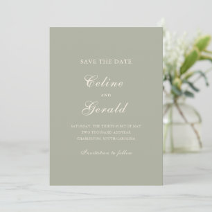 Classic Mute Green Foto Elegante Hochzeit Save The Date