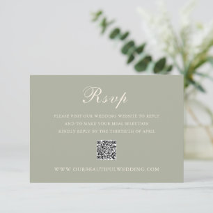 Classic Mute Green QR Code Elegante Hochzeit RSVP Karte