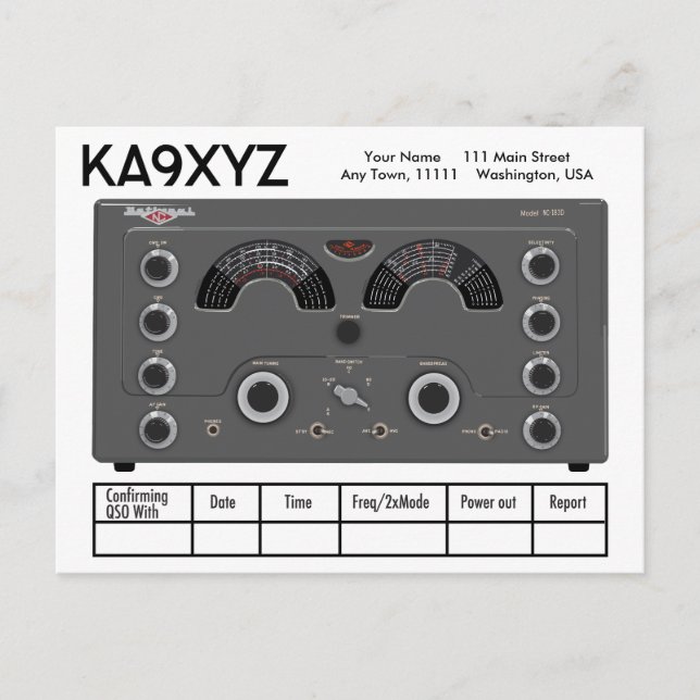 Classic National NC-183D Radio Transceiver QSL Postkarte (Vorderseite)