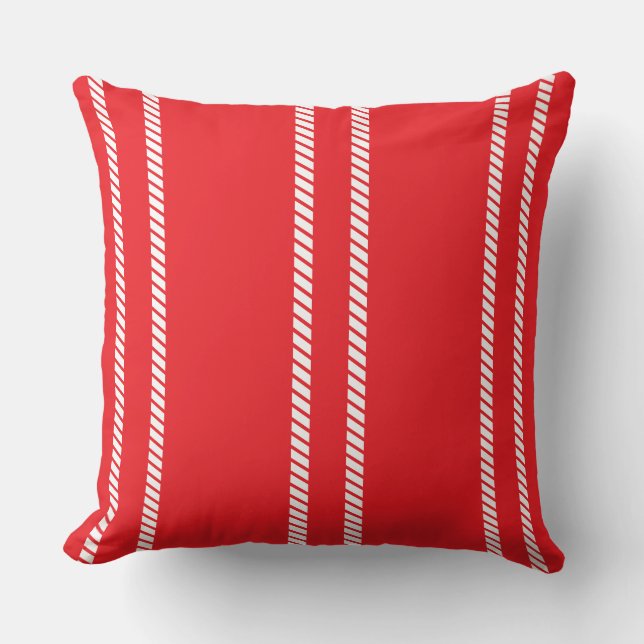 Classic Nautical Red with Stripes Throw Pillow Kissen (Vorderseite)
