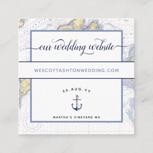 Classic Nautical Wedding Website Martha's Vineyard Begleitkarte (Vorderseite)