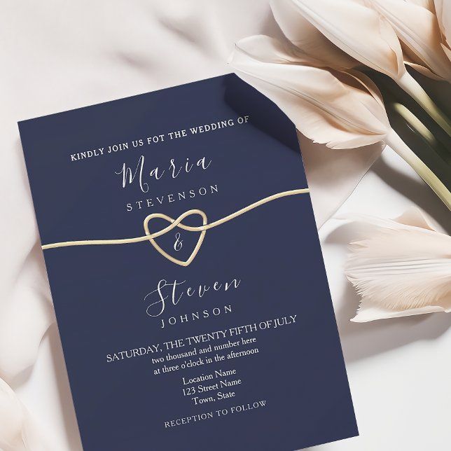 Classic Navy Blue and Gold Wedding Einladung (Von Creator hochgeladen)