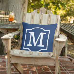 Classic Navy Blue Custom Monogram Letter Kissen Für Draußen