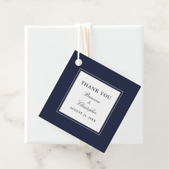 Classic Navy Blue Elegant Wedding Vielen Dank Geschenkanhänger (Beispiel)