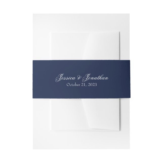 Classic Navy Blue Elegante Einladung Bauchband Einladungsbanderole (Vorderseite Beispiel)
