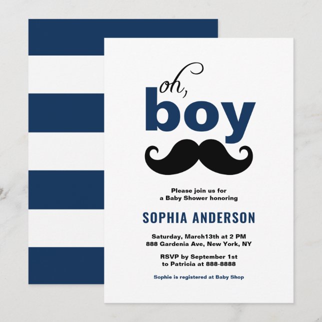 Classic Navy Blue Es ist eine Baby-Dusche von Boy  Einladung (Vorne/Hinten)