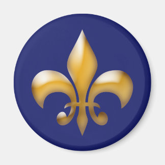Classic Navy Blue Gold Lilie Magnet