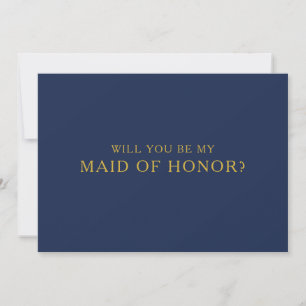 Classic Navy Blue Gold Trauzeugin Einladung