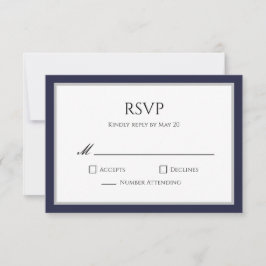 Classic Navy Blue Gray Border UAWG Response Card RSVP Karte