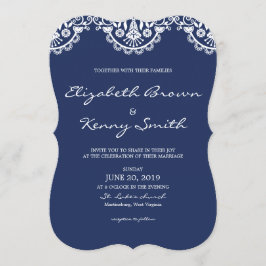 Classic Navy Blue Lace Wedding Einladungskarte