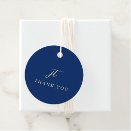 Classic Navy Blue Monogram Elegant Wedding Geschenkanhänger