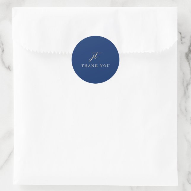 Classic Navy Blue Monogram Elegant Wedding Runder Aufkleber (Tasche)