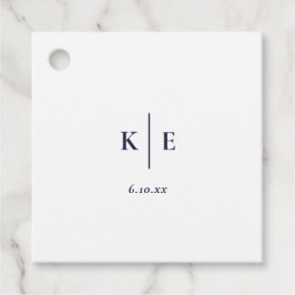 Classic Navy Blue Monogram Gastgeschenk Hochzeit G Geschenkanhänger