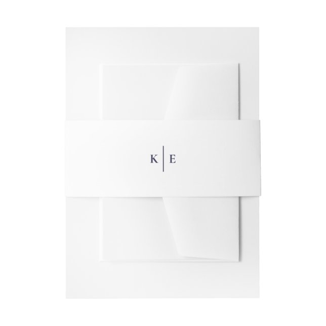 Classic Navy Blue Monogram Invitation Bly Band (Vorderseite Beispiel)