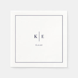 Classic Navy Blue Monogram Wedding Napkins Serviette