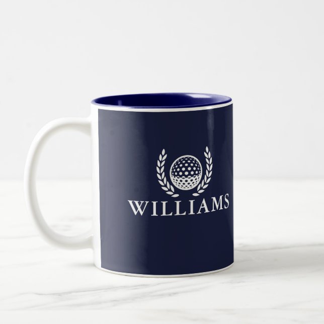 Classic Navy Blue Personalized Name Monogram Zweifarbige Tasse (Links)