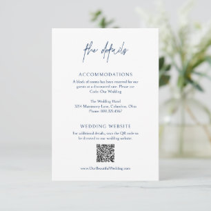 Classic Navy Blue QR Code Elegante Hochzeit Begleitkarte