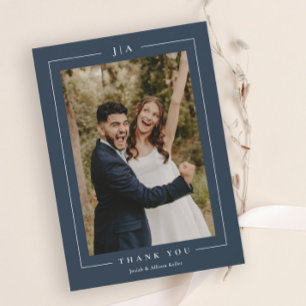 Classic Navy Blue Wedding Foto Dankeskarte