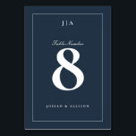 Classic Navy Blue Wedding Tischnummer<br><div class="desc">Eine einfache,  aber vielseitige,  klassische Hochzeitskarte mit einer ersten Tischnummer von Paaren.</div>