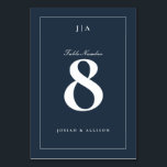 Classic Navy Blue Wedding Tischnummer<br><div class="desc">Eine einfache,  aber vielseitige,  klassische Hochzeitskarte mit einer ersten Tischnummer von Paaren.</div>