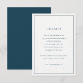 Classic Navy Blue & White Wedding Details Card Einladung