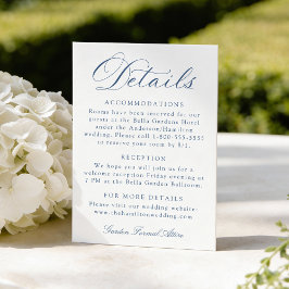 Classic Navy Calligraphy Wedding Details Begleitkarte