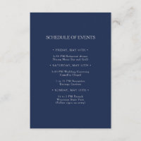 Classic Navy Silver Wedding Schedule of Events