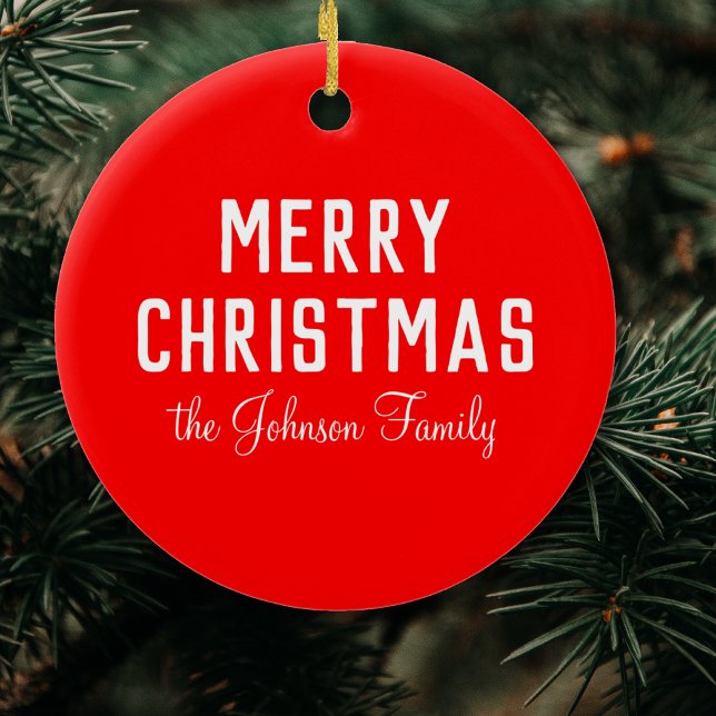 Classic Neon Red Elegante Weihnachten Keramik Ornament (Von Creator hochgeladen)