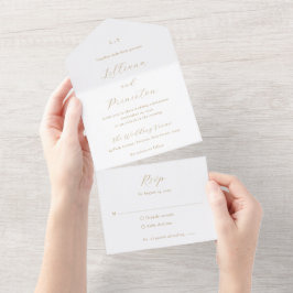 Classic Neutral Monogram Elegant Wedding All In One Einladung