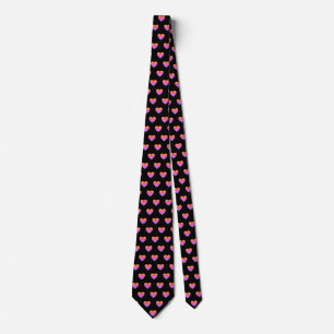 Classic Niedlich Chic Rainbow Ombre Hearts Black Krawatte