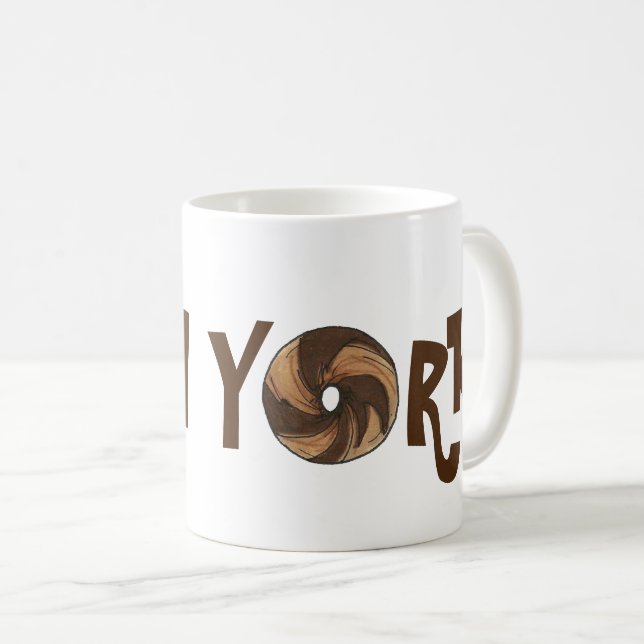 Classic NYC New York City Marble Rye Bagel Feinsch Kaffeetasse (VorderseiteRechts)