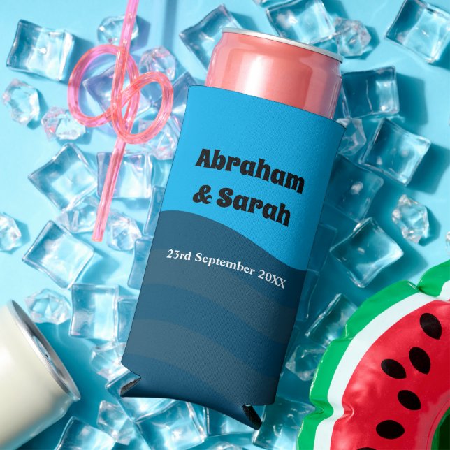 Classic Ocean Blue Beach Waves Gastgeschenke Hochz Selters Dosenkühler (In Situ Sommer)