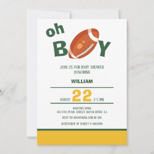 Classic Oh Boy Retro Football Baby Dusche Einladung