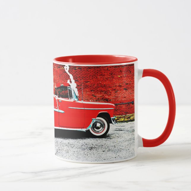 Classic Old Bel Air Red 1955 Car Art Mug Cup (Droite)