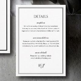 Classic Old Money Black and White Wedding Details Begleitkarte