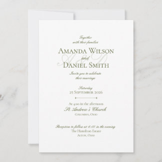 Classic Olive Wedding Invitation Einladung