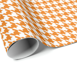 Classic Orange and White Houndstooth Pattern  Geschenkpapier
