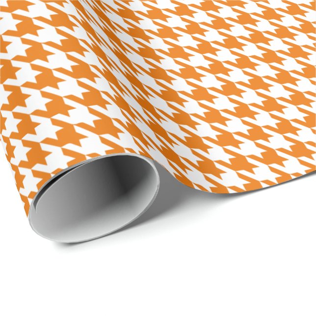 Classic Orange and White Houndstooth Pattern  Geschenkpapier (Rolleneckpunkt)