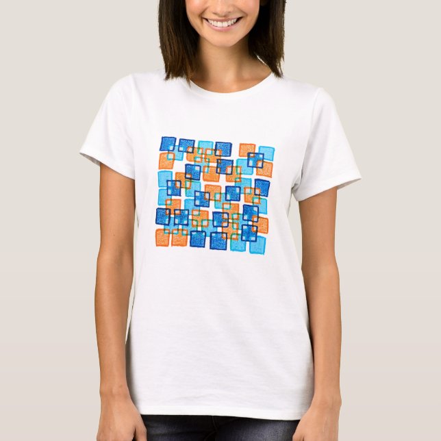 Classic Orange & Blue Squares Tshirt (Vorderseite)