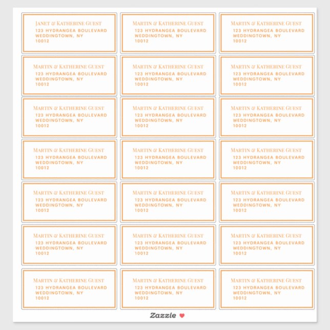 Classic Orange Guest Mailing Étiquette 21 Par Feui (Feuille)