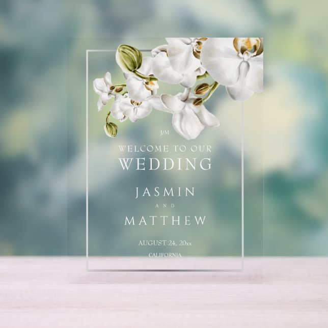 Classic Orchids Frame Elegant Welcome Wedding Sign (Neutre)