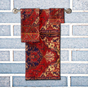 Classic Oriental Teppich Design - warme Farben Badhandtuch Set