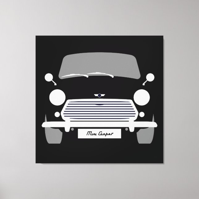 Classic Original Black Austin Mini Cooper Leinwanddruck (Vorderseite)